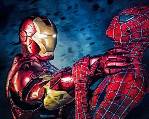 Iron Man And Spider Man Fight Paint By Numbers