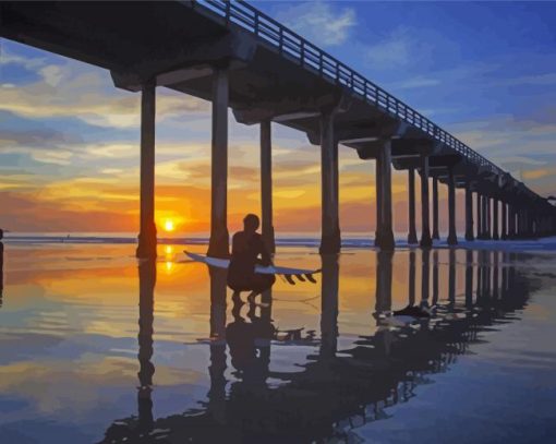 Pacific Beach Silhouette Paint By Numbers