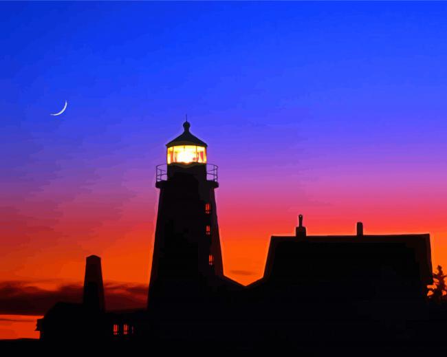 Pemaquid Point Lighthouse Silhouette Paint By Numbers