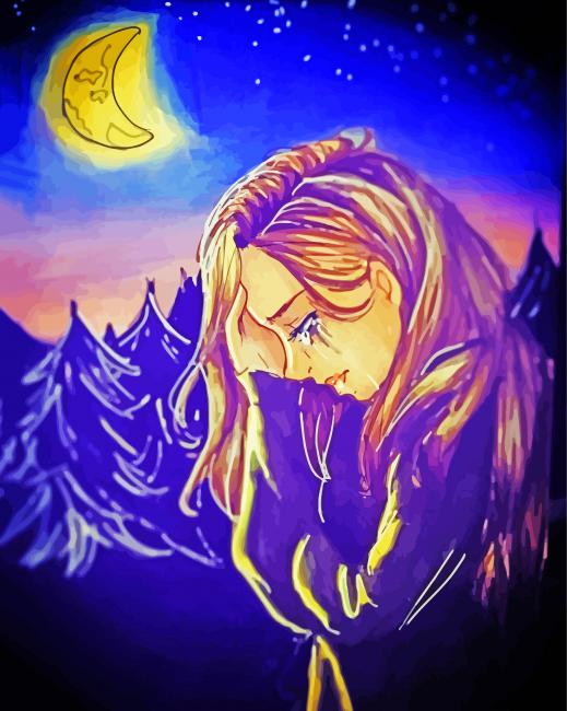 Sad Lady At Night Art Paint By Numbers