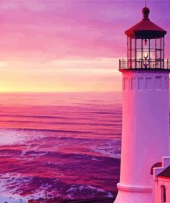 Sunset Lighthouse And Sea Paint By Numbers
