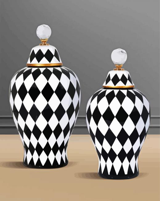 Aesthetic Checkered Vase Art Paint By Numbers