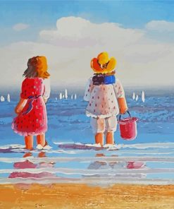 Aesthetic Children On Beach Art Paint By Numbers