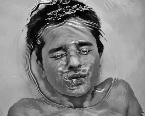 Black And White Face Under Water Paint By Numbers