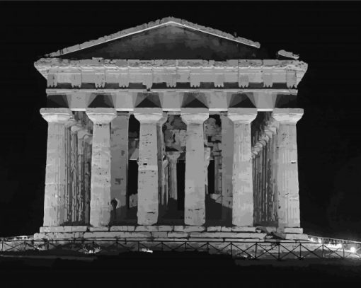 Black And White Greek Temple Paint By Numbers