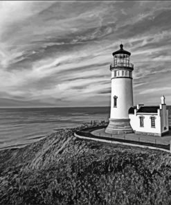 Black And White North Head Lighthouse Paint By Numbers