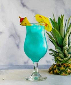 Blue Lady Cocktail With Pineapples Paint By Numbers