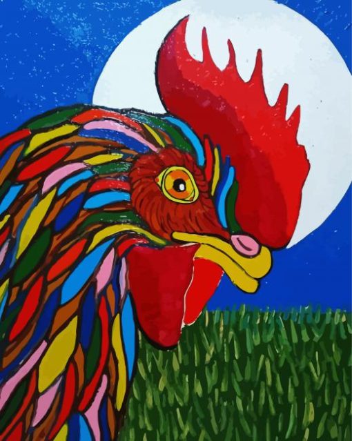Colorful Abstract Rooster Head Paint By Numbers