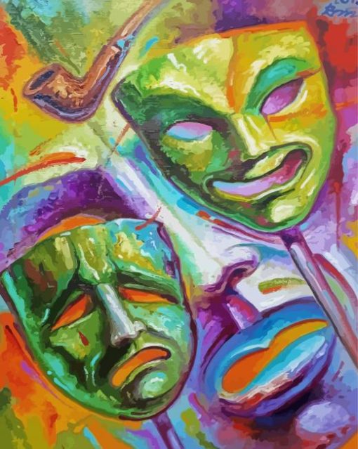 Colorful Theatre Masks Paint By Numbers