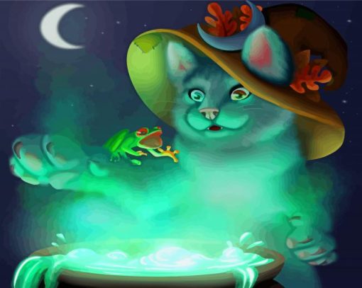 Creepy Cat Witch Paint By Numbers