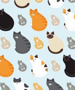 Cute Pattern With Cats Paint By Numbers