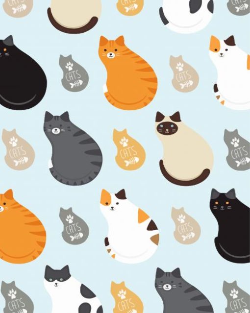 Cute Pattern With Cats Paint By Numbers