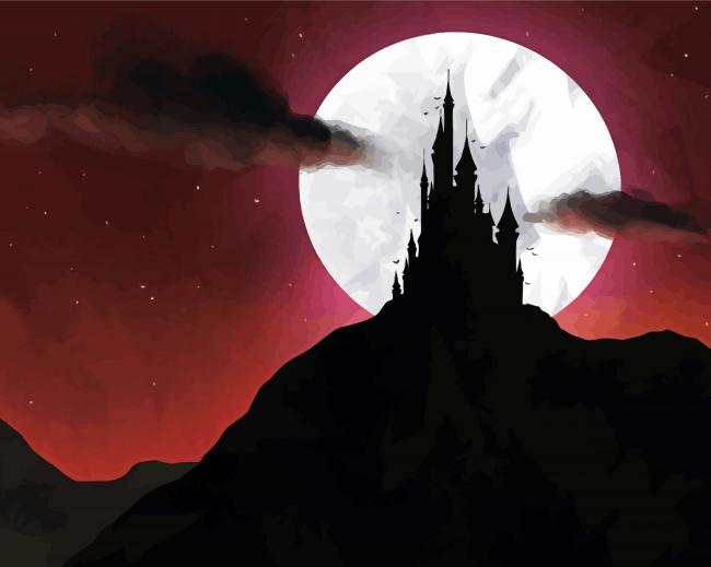 Dracula Castle Silhouette Paint By Numbers