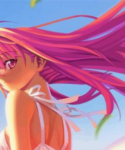 Girl Anime Pink Hair Paint By Numbers
