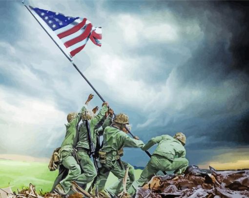 Iwo Jima Flag Paint By Numbers