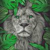 Lion In Green Leaves Paint By Numbers
