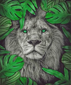 Lion In Green Leaves Paint By Numbers