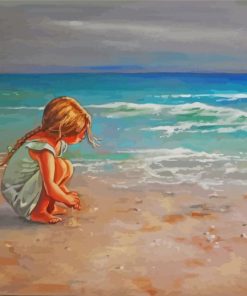 Little Girl Looking out to Sea Art Paint By Numbers