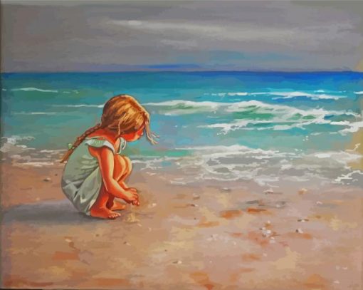 Little Girl Looking out to Sea Art Paint By Numbers