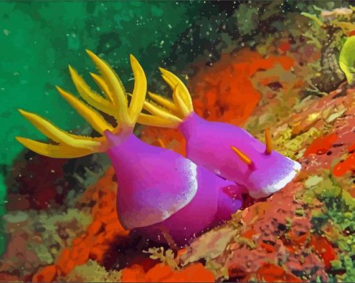 Purple Yellow Sea Slug Paint By Numbers