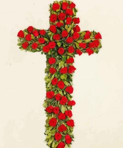 Red Floral Cross Paint By Numbers