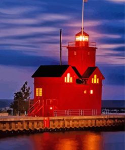 Red Holland Lighthouse Paint By Numbers