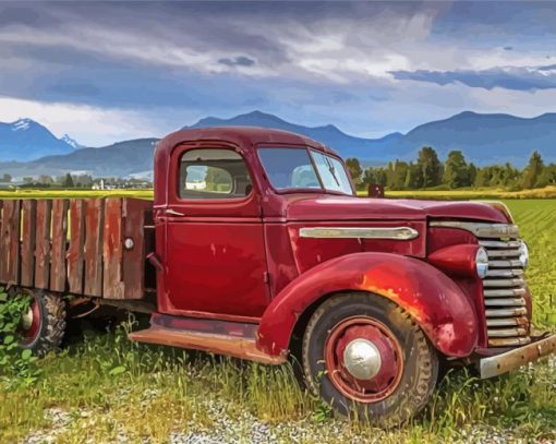 Red Rusty Truck Paint By Numbers