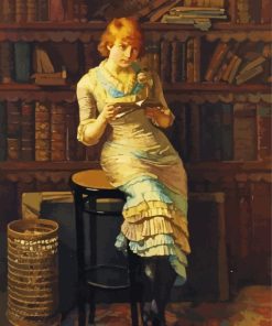 Vintage Woman In The Library Paint By Numbers