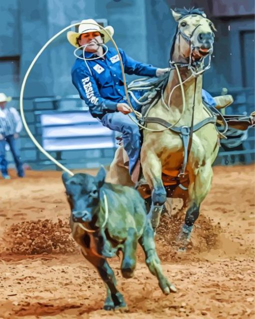 Young Calf Roping Paint By Numbers