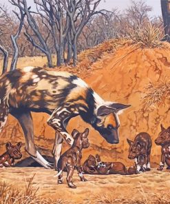 African Hunting Dog And Puppies Paint By Numbers
