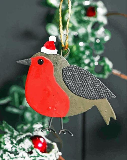 Christmas Robin Decoration Paint By Numbers