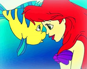 Disney Ariel Mermaid And Flounder Paint By Numbers