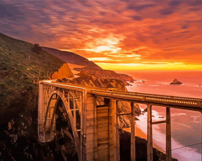 Highway One California At Sunset Paint By Numbers