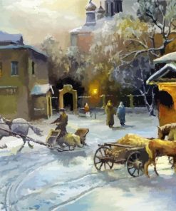 Horse And Carriage In Snow Paint By Numbers