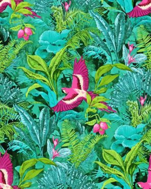 Jungle Plants And Birds Paint By Numbers