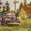 Old Truck Cars In Farmyard Art Paint By Numbers