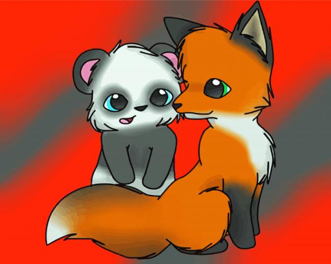 Panda And Fox Paint By Numbers