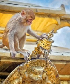 Sacred Monkey On Temple Paint By Numbers