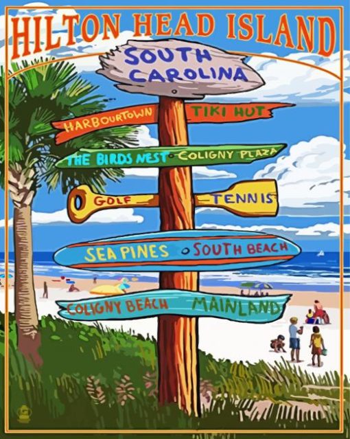 South Carolina Hilton Head Poster Paint By Numbers