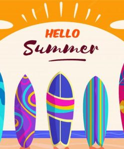 Surfboards Hello Summer Poster Paint By Numbers