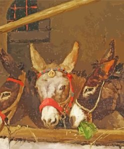 Trio Donkeys Feeding Paint By Numbers