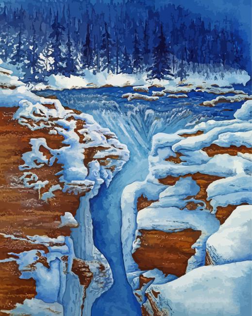 Winter Waterfall Art Paint By Numbers