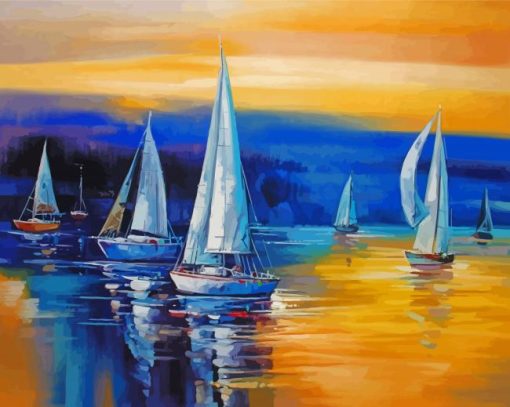 Aesthetic White Sailboats Art Paint By Numbers