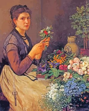 Aesthetic Woman Arranging Flowers Paint By Numbers