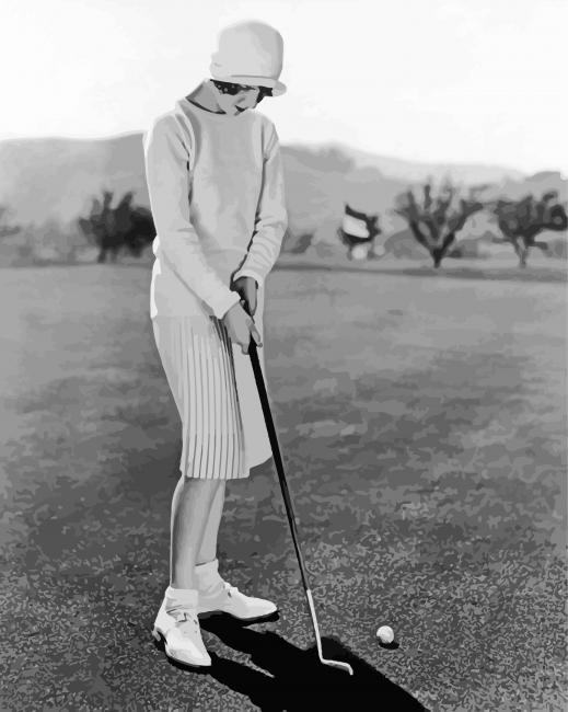 Black And White Golf Lady Paint By Numbers