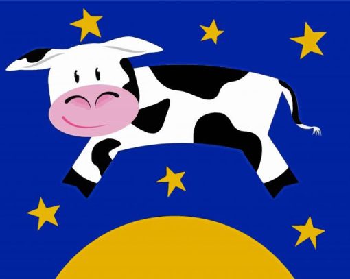 Cartoon Cow Jumping Over The Moon Art Paint By Numbers