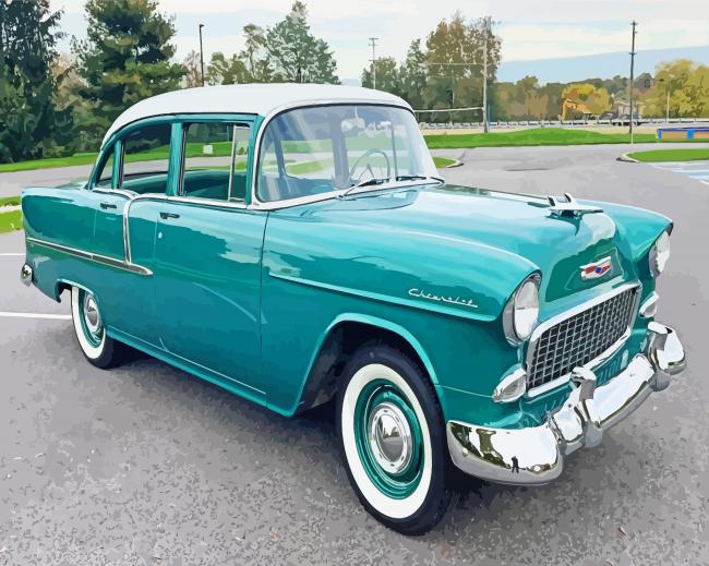Classic 1955 Chevy Four Door Paint By Numbers