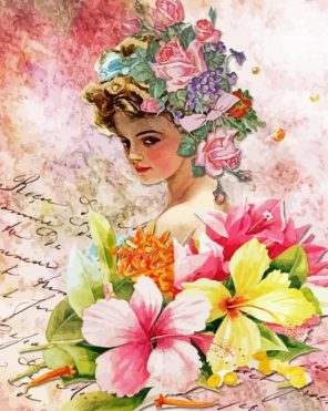 Floral Nature Girl Paint By Numbers
