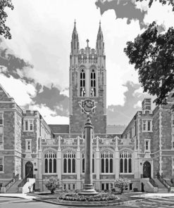 Monochrome Boston College Gason Hall Paint By Numbers