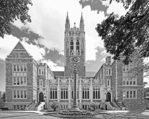 Monochrome Boston College Gason Hall Paint By Numbers
